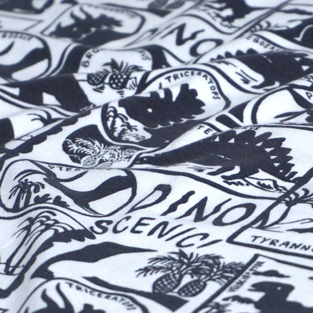 Preview: Baumwolljersey Dinos anthrazit weiß